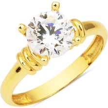 Kemerli 14 Ayar Altın Tektaş Yüzük