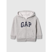Gap Erkek Bebek Gri Relaxed Logo Zip Sweatshirt