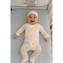 3 Lü Bebek Zıbın Takımı 0-3 Ay %100 Pamuk Kendinden Eldivenli Şirin Desenli