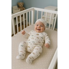 3 Lü Bebek Zıbın Takımı 0-3 Ay %100 Pamuk Kendinden Eldivenli Şirin Desenli