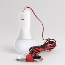 LED Ampul Akü Takviye Kablolu 4 Metre Anahtarlı 5W Tasarruflu Seyyar  Aydınlatma Beyaz Işık Pensli