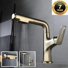 OEM Mutfak Evye Banyo Lavabo Bataryası Asansörlü Yeni Sistem Mat Gold Fiskiyeli İthal 7 Yıl Garantili