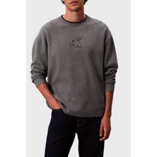 Calvin Klein Kabartmalı Logolu Regular Fit Sıfır Yaka Kazak LV04RD300GP7E Erkek Kazak LV04RD300G P7E