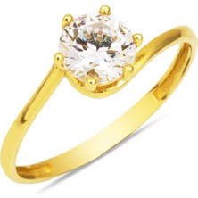 Altın Tektaş Yüzük 14 Ayar