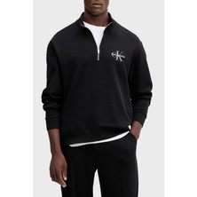 Calvin Klein Pamuklu Loose Fit Yarım Fermuarlı Dik Yaka Sweat LV04RD244GUB1 Erkek Sweat LV04RD244G Ub1