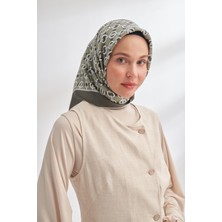 Armanda Soil Desen  Tivil Ipek Eşarp 4350-HAKI