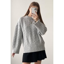 Madmext Gri Bisiklet Yaka Örme Triko Kazak MG2009