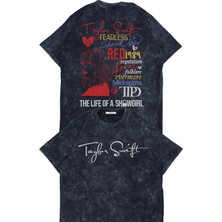 Unisex T.s Tüm Albümler Sırt Baskılı Yıkamalı T-Shirt, Oversize Taylor Swift Temalı Retro Tişört