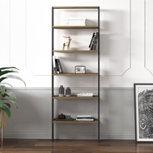 İnarch Dizayn Hero 5 Raflı Modern Kitaplık - 180 cm, Antrasit/Antik Ceviz