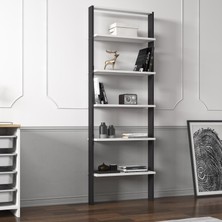İnarch Dizayn Hero 5 Raflı Modern Kitaplık - 180 cm, Antrasit/Beyaz