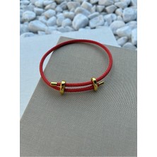 Renkli Ayarlanabilir Çelik Detaylı Örme Ip Bileklik