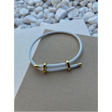 Renkli Ayarlanabilir Çelik Detaylı Örme Ip Bileklik