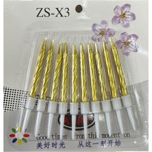 Burgulu Doğum Günü Parti Süs Pasta Mumu - Sarı - 8 Cm. - 10 Adetlik Paket