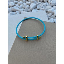 Renkli Ayarlanabilir Çelik Detaylı Örme Ip Bileklik