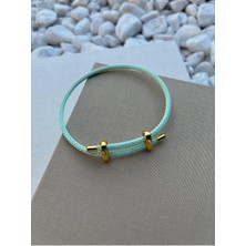 Renkli Ayarlanabilir Çelik Detaylı Örme Ip Bileklik