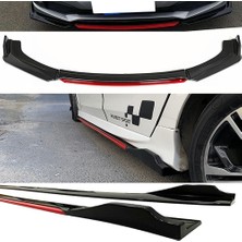 Vw Polo 2017+ Kırmızı Şeritli Renkli Ön Lip ve Yan Marşpiyel Seti