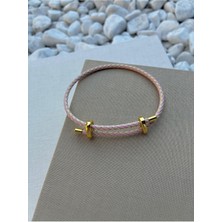 Renkli Ayarlanabilir Çelik Detaylı Örme Ip Bileklik