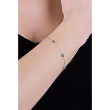 Söğütlü Silver 925 Ayar Gümüş, Altın Yaldızlı Cam Nazar Göz Bileklik – Nazar Koleksiyonu, Zarif ve Şık Tasarım