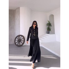 Kemerlı Gold Düğmeli Premıum Ceket Etek Takım