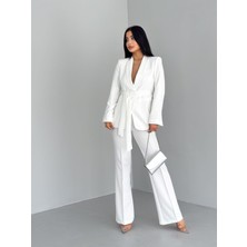 Kuşaklı Ceket Pantolon Takım