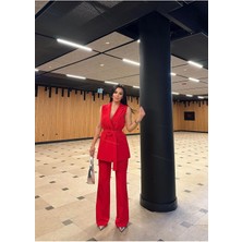 Kuşaklı Yelek Pantolon Takim