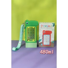Dinozor Tasarımlı Suluk 480 ml Bpa Içermez Suluk Çocuk Okul Su Şişesi Taşınabilir Matara Yeşil