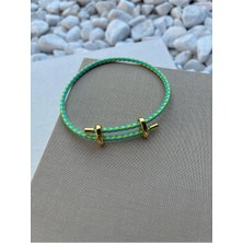 Renkli Ayarlanabilir Çelik Detaylı Örme Ip Bileklik