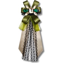 Shine Seri Yeşil Kurdele Kurdele Taşlı Yaka Çiçeği Broş Okul,iş,şal,gömlek