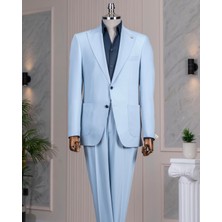 Italyan Stil Slim Fit Ceket Pantolon Takım Elbise Mavi T14540