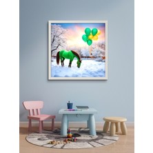 Doğadaki Atlar Serisi LED Tablo – 60X60 cm | Sıva Üstü Montajlı, Tak-Çalıştır Sistem