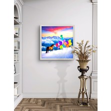 Karda Yürüyen Atlar Serisi, LED Tablo – 60X60 cm | Sıva Üstü Montajlı, Tak-Çalıştır Sistem,