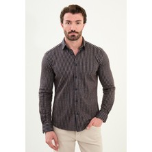 Çizgili Slim Fit Yün Erkek Gömlek