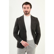 Düz Slim Fit Torba Cep Mono Yaka Yün Erkek Ceket