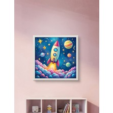 Uzay ve Mekik LED Tablo – 60X60 cm | Sıva Üstü Montajlı, Tak-Çalıştır Sistem, Arapuarlı