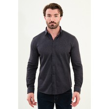 Çizgili Slim Fit Yün Erkek Gömlek