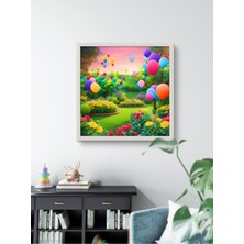 Doğadaki Balonlar Çocuk Odası LED Tablo – 60X60 cm | Sıva Üstü Montajlı, Tak-Çalıştır Sistem,