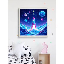 Uzay Mekiiği LED Tablo – 60X60 cm | Sıva Üstü Montajlı, Tak-Çalıştır Sistem, Arapuarlı
