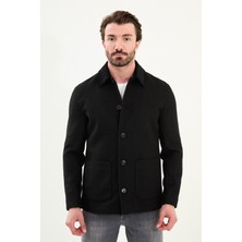 Kırçıllı Slim Fit Kadife Yaka Torba Cepli Erkek Trenchcoat