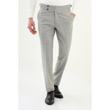 Dokulu Slim Fit Kemerli Yün Erkek Pantolon