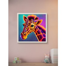Neon Baskılı Zürefa LED Tablo – 60X60 cm | Sıva Üstü Montajlı, Tak-Çalıştır Sistem, Arapuarlı