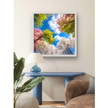 Renkli Ağaçlar Gökyüzü LED Tablo – 60X60 cm | Sıva Üstü Montajlı, Tak-Çalıştır Sistem, Arapuarlı