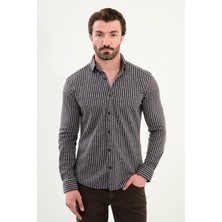 Çizgili Slim Fit Yün Erkek Gömlek