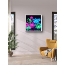Fosforlu Neon Çiekler LED Tablo – 60X60 cm | Sıva Üstü Montajlı, Tak-Çalıştır Sistem, Arapuarlı
