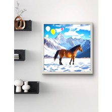 Doğadaki Atlar ve Balonlar LED Tablo – 60X60 cm | Sıva Üstü Montajlı, Tak-Çalıştır Sistem,yapay Zeka