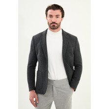 Düz Slim Fit Torba Cep Mono Yaka Yün Erkek Ceket