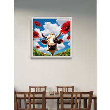 Bulutlar ve Inek Restoran LED Tablo – 60X60 cm | Sıva Üstü Montajlı, Tak-Çalıştır Sistem, Arapuarlı