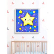 Sevimli Yıldız Bebek ve Çocuk Odası LED Tablo – 60X60 cm | Sıva Üstü Montajlı, Tak-Çalıştır Sistem,
