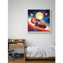 Kırmızı Şimşek Araba LED Tablo – 60X60 cm | Sıva Üstü Montajlı, Tak-Çalıştır Sistem, Arapuarlı