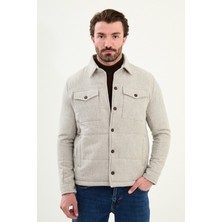 Çizgili Slim Fit Gömlek Yaka Çıtçıtlı Erkek Mont