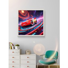 Çılgın Araba Uzay LED Tablo – 60X60 cm | Sıva Üstü Montajlı, Tak-Çalıştır Sistem, Arapuarlı